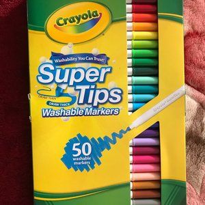 Crayola Washable Super Tips Markers, 50 Markers Per Pack, Assorted Colors